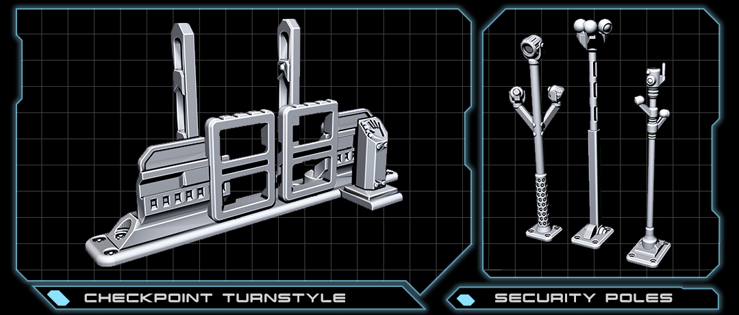 EC3D Terrain Checkpoint Turnstyle and Security Poles