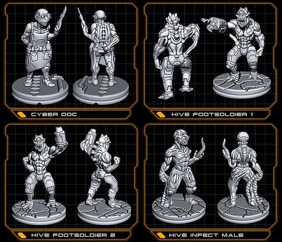 EC3D Cyber Doc, Hive Foot Soldiers, Hive Infected