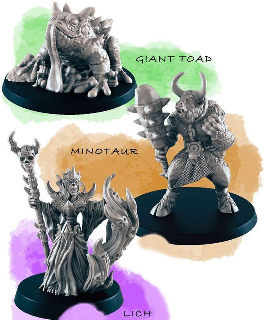 EC3D Giant Toad, Minotaur, Lich