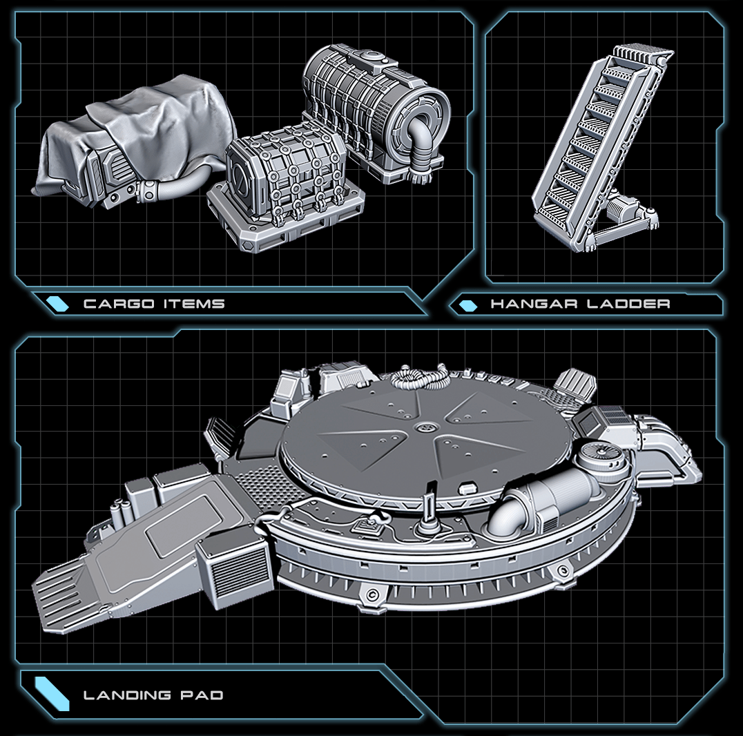 EC3D Terrain Landing Pad, Cargo, Hangar Ladder